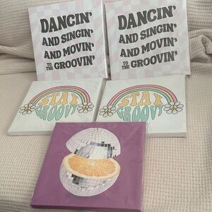 Retro Wall Art Set Disco and Groovy Designs lot of 5 60s party!! Favor decor